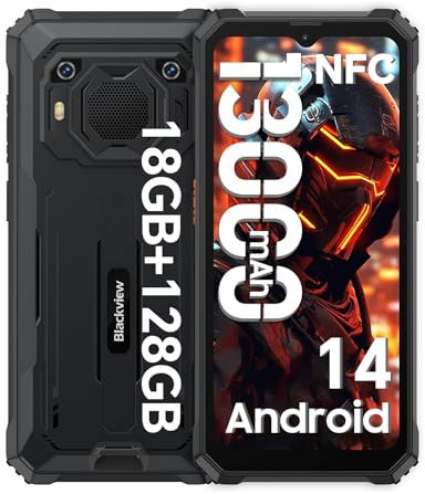 Blackview BV6200Pro 13000mAh Rugged Smartphone 2025, Altoparlante 98DB Telefono Rugged, Android 14, 18GB+128GB /2TB, 6.56 HD+ Cellulare Indistruttibile, 13MP/Dual 4G/ OTG/GPS/NFC/Fingerprint