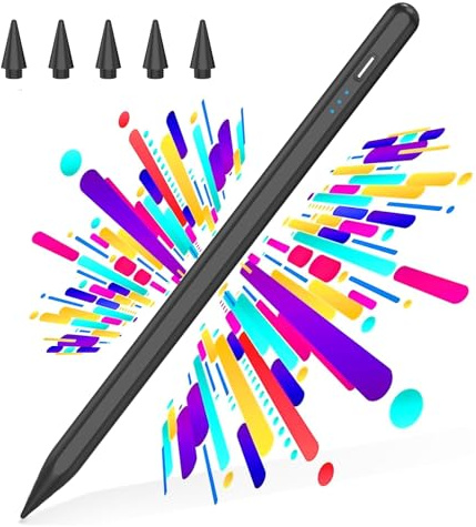 AMZBOSS Penna per Apple iPad 2018-2025, Penna iPad con Rigetto del Palmo, Ricarica Rapida E Sensibilità All'inclinazione, Compatibile ipad A16/10/9/8/7/6,Pro 11/12.9,Air 3/4/5/M2/M3,Mini 5/6