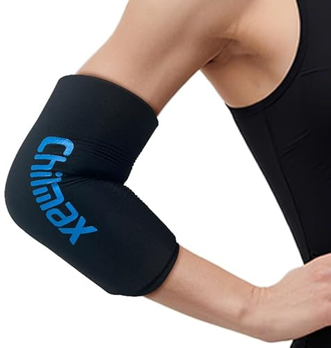 Chilmax Elbow Ice Pack Wrap Compression Sleeve Pain Relief, Tennis Elbow & Golfers Arm Cold Hot Packs Brace,Reusable Gel Ice Sleeve for Knee Calf Ankle Thigh Injurie,Fits Left/Right (XS)