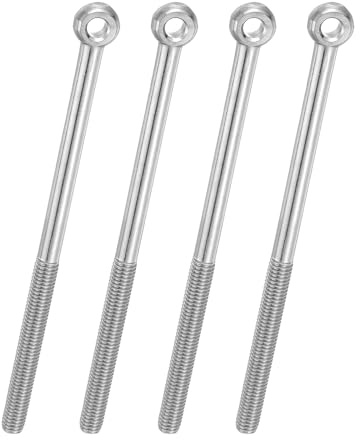PATIKIL 4 Pcs Boulon à Œil M8x130mm Boulon à Œillet de Levage pour Balancement d'Épaule, Vis Poisson en Acier Inoxydable 304, Filetage Métrique à Demi-Denture Trou Coulissant, Argentée