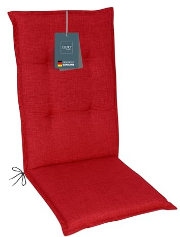 LILENO HOME Gartenstuhl Auflagen als [4er Set - Hochlehner] in Rot | bequeme Liegen als Sitzauflagen für Gartenmöbel - Stuhlkissen für Gartenstühle und Klappstühle
