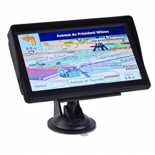 GPS Auto, Mappa dell'Europa 2025, 7 Pollici/18 CM, Navigazione Offline, Aggiornamenti gratuiti, Voci reali, Avviso Velocità & Poi, Francese Regolabile, per GPS Pesi Pesanti/Camping-Car/Camion,3D