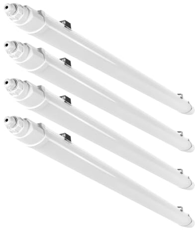 LUXULA 4 Stück LED Feuchtraumleuchte 60cm SLIM, 18W 2160lm, 4000K | Neutralweiß, Verknüpfbar, IP65 wasserdicht, LED Deckenleuchte flach, Kellerlampe, Garagenlampe, Reihenschaltung