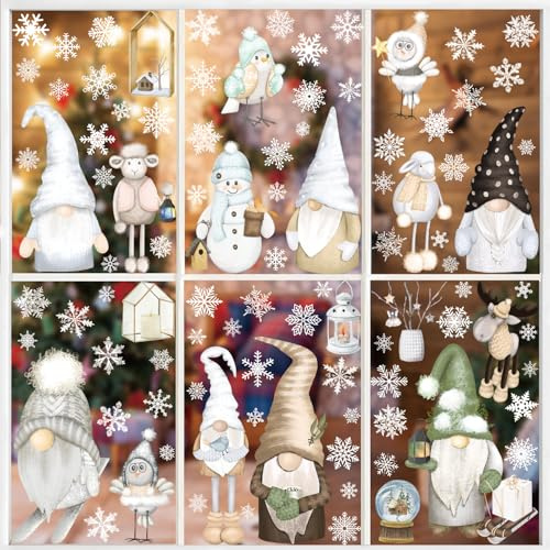 Sticker Noël Fenêtre, SILARLAIT 10 Feuilles Sticker Fenêtre Noël Électrostatique & Amovible & Réutilisable, Autocollant Décoration pour Vitre, Vitrine