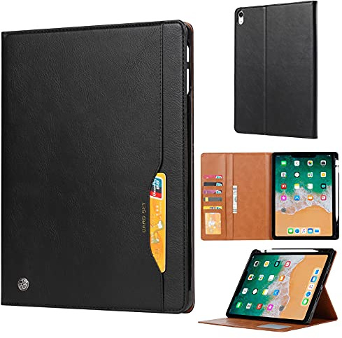 Resa med surfplatta Tablet Väska till iPad Pro 11 tumsfall 2018 Folding Stand Cover med Auto Wake/Sleep Tablet Case Cover Surfplatta skydd(Siyah)