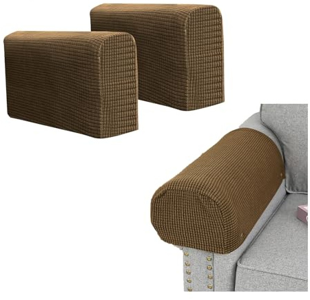Yzalen Sofa Armlehnenbezug, 2 Stück Waschbar Sesselbezug, Stretch Sofa Armlehnenbezüge für Relaxsessel, Sessel, Sofas (Hellbraun)
