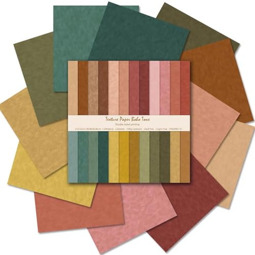 MerwDeeyt 24 Sheet 12x12 Inch Boho Scrapbook Papers 160gsm Double-Sided | Pattern Paper, Scrapbooking Papers, Vintage Decorative Papers, for Card Making, Photo Album, Journaling Decor