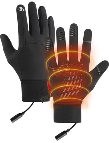 Gants Chauffants pour Homme - Gants de Chasse Chauffants,Mitaine USB Imperméable Antidérapante Écran Tactile pour Conduite Randonnée Vélos Sports Hiver,Mitaine Épaisse avec Cordon pour Ski Moto Randon