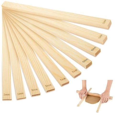 Set di 10 strumenti per ceramica, guide e distanziatori per mattarello da 34 cm, accessori per officine di ceramica e dilettanti (3/5/7/10/12 mm)