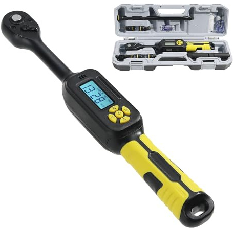 TAGVIT Digitaler Drehmomentschlüssel (±2%), Kleines digitaler Drehmomentschlüssel-Set für die Reparatur von Autos, Fahrrädern, Motorrädern und Maschinen (9-teiliges Set, 6,8-135 N.m)
