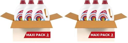 Chanteclair - Lessive Liquide Concentrées Marseille, Enrichie au Dégraissant, Ultra Détachantes et Efficaces aussi à Froid, 40 lavages - 1800 ml x 3 (Lot de 2)