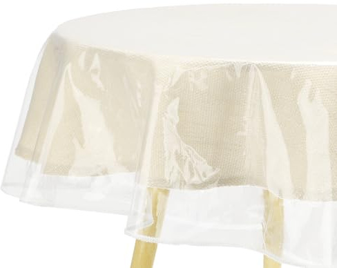 QUARKZMAN 2 Piezas Cubremesa De Plástico Transparente De 60 X 90 Pulgadas, Cubierta De Mesa Ovalada De Vinilo Impermeable Y Resistente Al Aceite con Bordes, Cubremesa, Fiestas Y Vacaciones