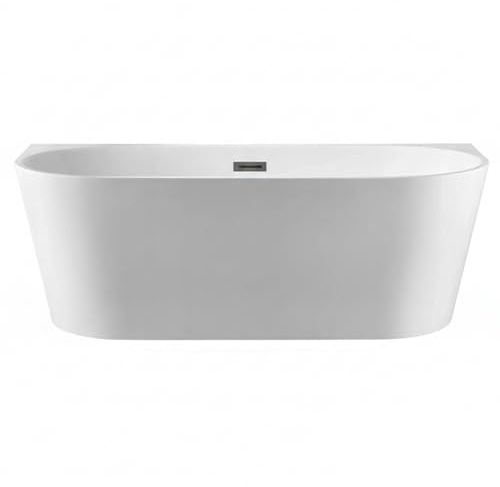 Balneo Bañera Exenta 276 L - Diseño Moderno Adosado a la Pared con Desagüe Click-Clack Negro - Bañera Mural Independiente 170 x 80 cm con Acrílico de 3,5 mm para Mejor Retención del Calor