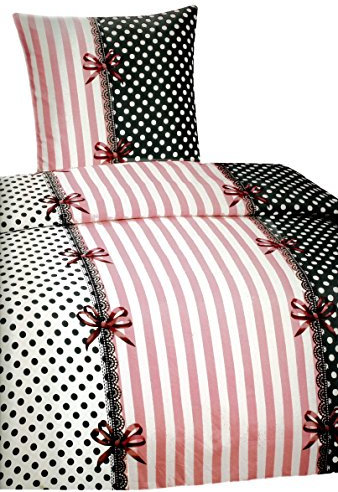 Leonado Vicenti 4 teilig Winter Bettwäsche Thermofleece 135x200 weich, Maße:135 cm x 200 cm, Fleece Bettwäsche:Marie Rosa