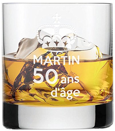 Kadocom Verre à Whisky personnalisé avec Un âge et Un prénom