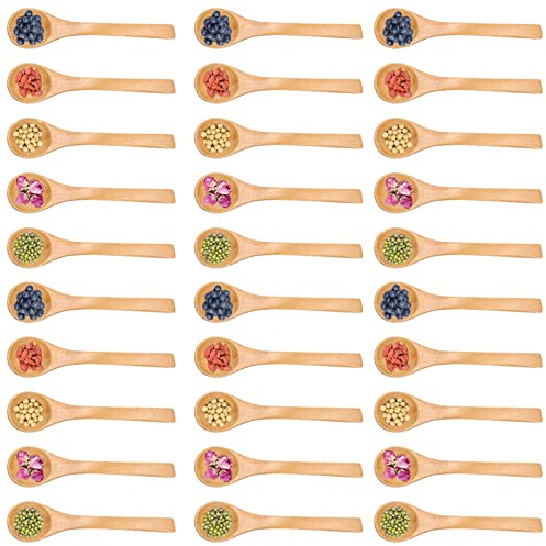 30 stücke Mini Handgefertigte Holzlöffel Kleine Holz Kinder Löffel Holzlöffel eis Zucker Honig Kaffee Teelöffel Küche Gewürz Löffel
