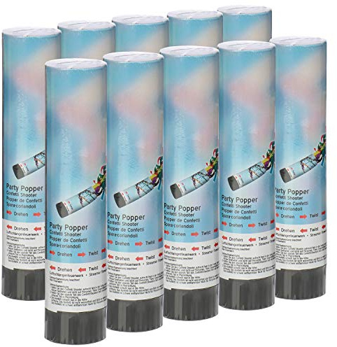 com-four® 10x Shooter Party Popper-Set 20cm, Konfetti-Kanone zum Drehen | Partys - Geburtstage - Konfetti Bombe mit toller Effekthöhe
