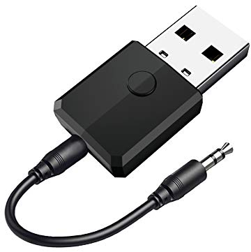 Isobel USB Bluetooth 5.0 Transmitter Receiver, 4-in-1 Mini Wireless Audio Adapter, 3.5mm Bluetooth AUX Adapter for TV PC Headphones Speakers Car/Home Stereo System, USB Power Supply