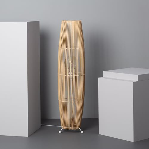 LEDKIA Stehlampe Komu Natürlich | Bambus für Langlebigkeit | Modernes Design für Wohnzimmer, Küche, Schlafzimmer | E27 Fassung