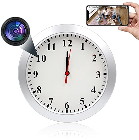 Pelay Reloj de pared WiFi cámara inalámbrica niñera Cam 1080P grabadora de vídeo | Detección de movimiento, grabación en bucle, seguridad para el hogar para interiores
