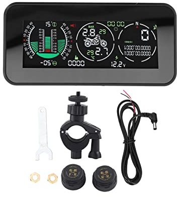 Display Head Up per Moto, Allarme di Avvertimento di Sovravelocità GPS Pressione dei Pneumatici HUD Misurazione del Chilometraggio Monitor di Velocità per Alaggio Motore Inclinometro Tachimetro Moto