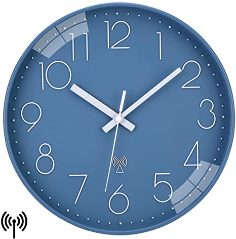VIVILINEN Orologio da Parete Radiocontrollato 30CM Orologio da Parete Moderno Silenzioso Senza Ticchettio Orologio Rotondo Classico Decorativo per Camera da Letto Cucina Scuola Ufficio Soggiorno