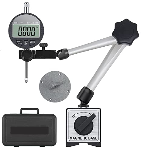 HDLNKAK Digital Dial Indicator 0-1''/25.4mm and Magnetic Base 176lbs (80kg)