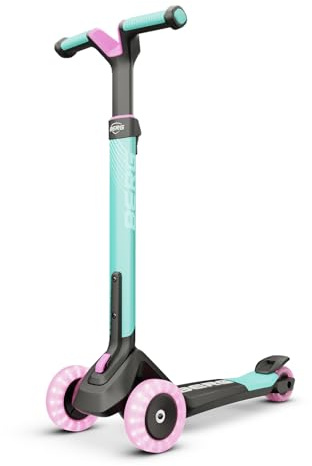 BERG Nexo Kinderroller Kinderscooter faltbar ab 2 Jahre | Höhenverstellbarer Tretroller Scooter mit LED Rädern | Dreirad Roller für Kinder Jungen & Mädchen, bis 12 Jahre | Farbe: Mint
