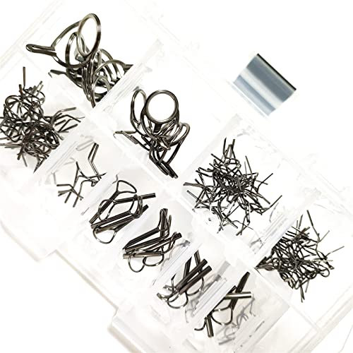 Kalavarma Fly Fishing Rod Repair Guide Kit Classic Fly Rod Wire Loop Fly Tops Sliver,Black,Gun Smoke Color (Grey)