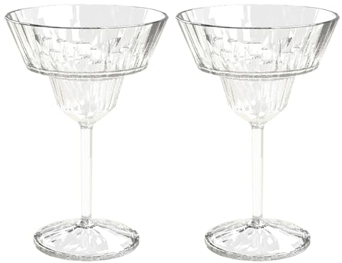 Koziol Superglas Club No. 16, 2 unidades, 250 ml, copa Margarita de plástico transparente con efecto diamante, elegante, irrompible, reutilizable, Ideales para fiesta y jardín, set de 2