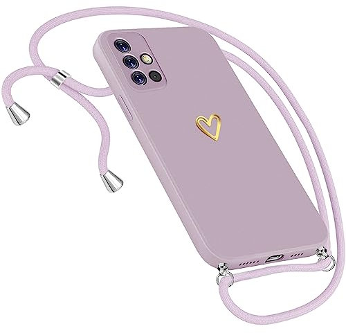 Handykette Hülle für Samsung Galaxy A51 4G Hülle Necklace, Herz Motiv Muster Handyhülle für Samsung Galaxy A51 4G Hülle mit Band Kordel zum Umhänge Band Ultradünn Hülle für Samsung A51 4G (02)