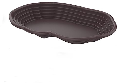 Flushbay Extra große Reptilien-Badeschale für Reptilien, Wassernapf mit Rampe, Aquarium-Ornament für Gecko, Schlange, Schildkröte, Bartagame, Eidechsenbad (schwarz)