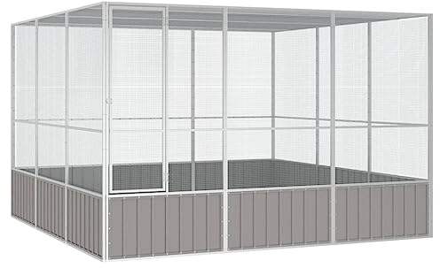 vidaXL Vogelkäfig Grau 302,5x324,5x211,5 cm Verzinkter Stahl