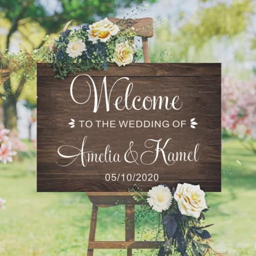 ISR Aufkleber Hochzeit personalisiert-Welcome Sign-willkommensschild Hochzeit-Aufkleber Für Hochzeit Party Hochzeit Willkommensschild Valentinstag Dekoration(Nur Aufkleber) (57x33cm)