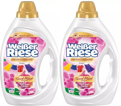 Weißer Riese Color Gel Aromatherapie Floral Sensation 44 WL (2 x 22 Waschladungen), Color Waschmittel mit Orchidee für unwiderstehlich duftende & strahlend saubere Wäsche, 100% recycelbar*