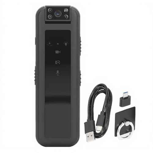 Mini Body Camera 1080P, Videocamera Tascabile Telecamera Nascosta Indossabile con Indicatore LED per Guardia di Sicurezza, Escursionismo