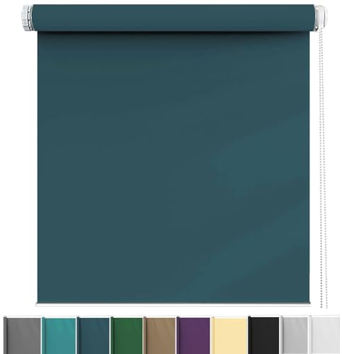 Verdunkelungsrollo Klemmfix ohne Bohren 85 x 200 cm Einfache Installation Easyfix, verdunkelnd Rollos lichtundurchlässig I Flexibler Seitenzug für Türen und Fenster, Dunkelblau