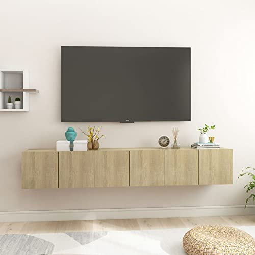 GuyAna TV-Hängeschränke 3 STK. Sonoma-Eiche 60x30x30 cm TV Board Fernsehtisch Wandregal hängend