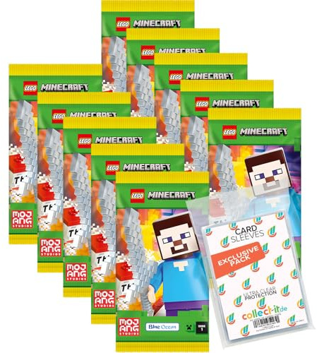 Bundle mit LEGO Minecraft Serie 1 Trading Cards - 10 Booster + Exklusive Collect-it Hüllen