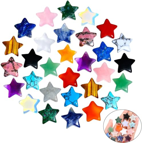XIANNVXI Stern Edelsteine Kristalle Glücksbringer Sterne Glückssteine Deko | Natürliche Poliert Stern Edelstein Adventskalender Füllung Frauen Kleine Geschenke für Adventskalender Lucky Charms