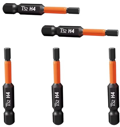 Leliafleury 5Pcs Magnetic Allen Key Drill Bit H4 Impact Hex Head Screwdriver Bit 1/4 Inch Hex Shank, 50mm Length