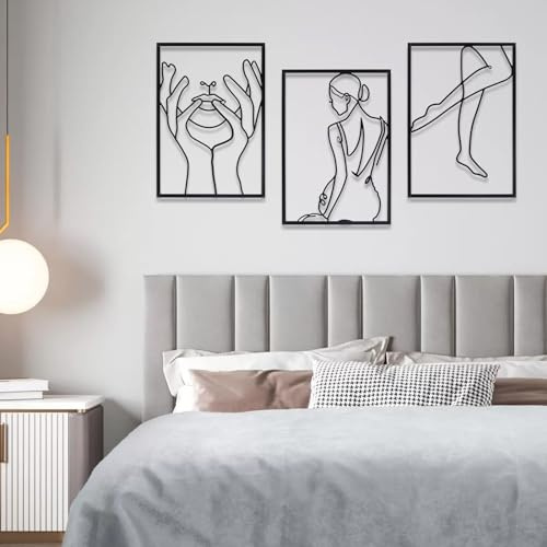 Yunjuhop Goldene Wanddekoration aus Metall, Wandbehangskulpturen, minimalistisches Wandbild, abstrakte Kunst, Wandskulpturen für Moderne über dem Bett