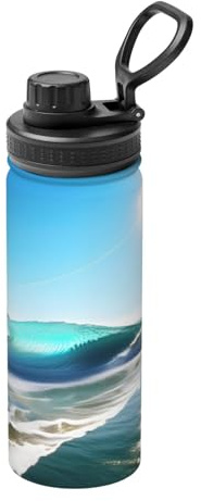 GaxfjRu Clear Sky Wave - Botella de agua aislada para deportes de playa, acero inoxidable, 510.3 g, diseñada para exteriores, innovadora a prueba de fugas con acero 304