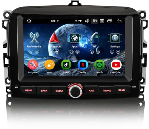 Erisin 7 pollici 8-Core 4GB+64GB Android 16 Autoradio GPS Navigatore per Fiat 500L 2012-2017 Supporto CarPlay Senza fili Android Auto Bluetooth 5.0 WiFi DSP DAB+ USB FM RDS OBD2 Schermo Tattile Canbus