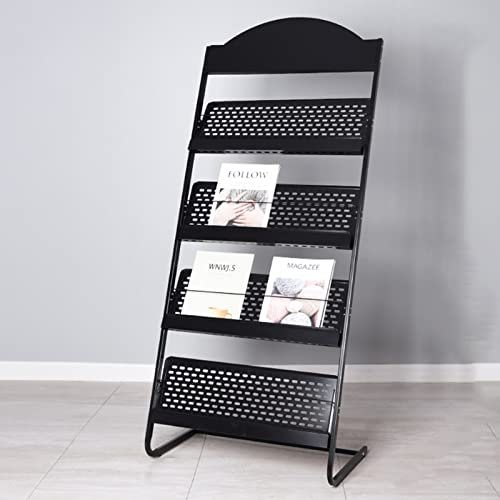JIXINYU Zeitungsständer, Zeitschriftenhalter aus Metall mit rutschfesten Gummifüßen, Broschüren-Organizer für kommerzielle Schulen, Broschürenständer für Ausstellungen/Lobby (schwarz)