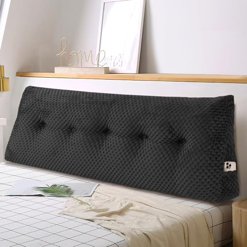 WUIOYNF Weiches Keilkissen Bett Großes Rückenkissen, bequem und stützend, Lesekissen Wandkissen Lendenkissen für Couch und Betten, Stützkissen, Nackenkissen mit abnehmbarem Bezug(Schwarz-100x20x50cm)