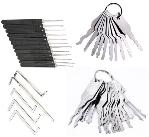 38Pcs Professional Household Lock Picking Set - 2 Piece Lock Jiggler and 5 Piece Locksmith Tension Wrench Tool Set