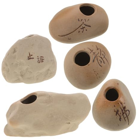 Yardwe 5pcs Aquatic Plant Pots Fish Tank Ornament Plant Holder Aquarium Supplies Fish Tank Supplies Aquarium Plant Pot Planter Pot for Plants Fish Tank Decor Ceramics