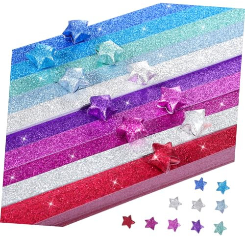 PHENOFICE 1040stücke Glitzer-sterne-papierstreifen Dekoratives Origami-papier Glänzende Origami-papierstreifen Für Bastelprojekte Und Heimdekorationen