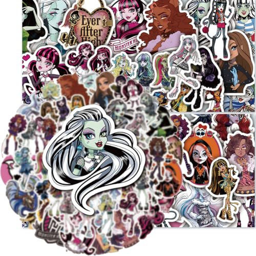 100PCS Monster High Stickers Monster High Stickers for Water Bottle Anime Stickers Waterproof Bike Skateboard Luggage Decal Graffiti Patches Decal for Teenagers Children Adults